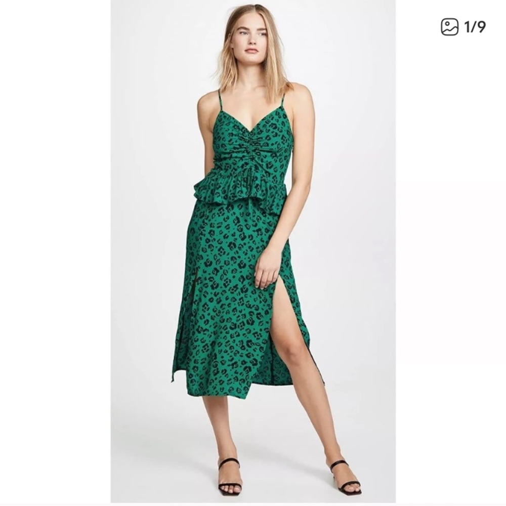 Suboo Leafy Leopard Midi Dress Size S